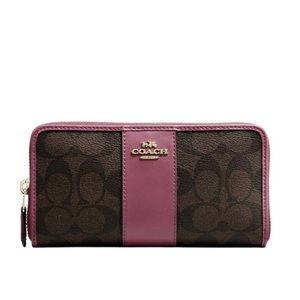 Coach Signature Accordion Zip Wallet